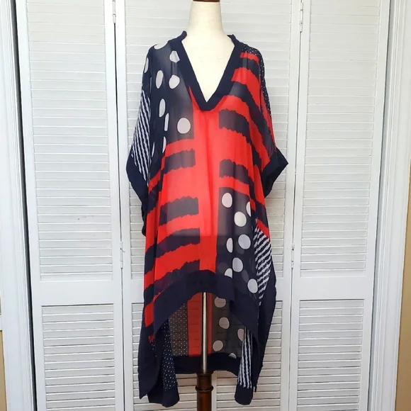 Azucar Wide Cross -Over V-Neck Tunic Swim Cover-up - Picture 3 of 8